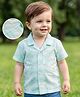 Babyoye Cotton Woven Half Sleeves Checked Shirt - White & Light Blue