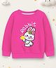 Trampoline Fleece Knit Full Sleeves Rabbit Patch Detailed Sweatshirt - Pink