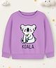Trampoline Fleece Knit Full Sleeves Koala Patch Detailed Light Winter Sweatshirt - Purple