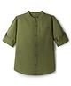 Pine Kids Linen Woven Full Sleeves Solid Shirt - Green