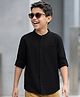 Pine Kids Linen Woven Full Sleeves Solid Shirt - Black