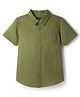 Pine Kids Linen Woven Half Sleeves Solid Shirt - Green