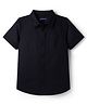 Pine Kids Linen Woven Half Sleeves Solid Shirt - Black