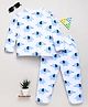 DEAR TO DAD Cotton Woven Full Sleeves Animal Printed Coordinating Night Suit Set - White