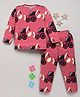 DEAR TO DAD Cotton Woven Full Sleeves Animal Printed Coordinating Night Suit Set - Coral