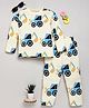 DEAR TO DAD Cotton Woven Full Sleeves Animal Printed Coordinating Night Suit Set - Beige