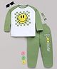 DEAR TO DAD Cotton Woven Full Sleeves Cool Little Bro Text Printed Night Suit Set - Green