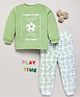 DEAR TO DAD Cotton Woven Full Sleeves Football Theme Printed Night Suit Set - Green