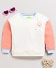 DEAR TO DAD Cotton Knit Full Sleeve Colour Blocked Sweatshirt - White