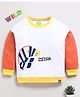 DEAR TO DAD Cotton Knit Full Sleeves Zebra Text Embroidered Sweatshirt - White