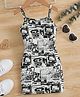 Bolly Lounge Cotton Blend Knit Sleeveless Comic Panel Style Printed Dress - Black