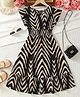 Bolly Lounge Cotton Blend Woven Cap Sleeves Chevron Printed Dress - Black