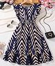 Bolly Lounge Cotton Blend Woven Cap Sleeves Chevron Printed Dress - Blue