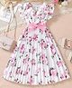 Bolly Lounge Cotton Blend Woven Frill Sleeves Floral Printed Accordion Pleated Dress - Pink
