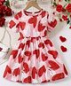 Bolly Lounge Cotton Blend Woven Half Sleeves Heart Printed Dress - Red
