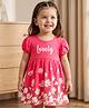 Babyhug Single Jersey Knit Half Sleeves Frock With Floral Print - Dark Pink