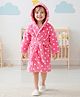 Babyhug Knit Full Sleeves Hooded Bathrobe with Polka Dot Print - Pink