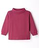 Pink Rabbit Cotton Knit Full Sleeves Solid Turtle Neck T-Shirt - Dark Red