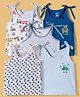 OHMS Single Jersey Knit Sleeveless Slips With Vehicle Print Pack Of 5 - Multicolour