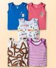 OHMS Single Jersey Knit Sleeveless Striped & Printed Jhablas Pack of 5 - Multicolor