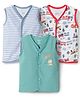 OHMS Single Jersey Knit Sleeveless Striped & Train Printed Jhablas Pack of 3 - Multicolor