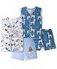 OHMS Single Jersey Knit Sleeveless Shorts Night Suit With Horse Print Pack of 2 - Blue & White