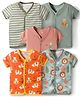 OHMS Single Jersey Knit Half Sleeves Striped & Animal Printed Jhablas Pack of 5 - Multicolor