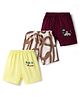 OHMS Single Jersey Knit Car Printed Shorts Pack of 3 - Yellow Maroon & White