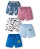 OHMS Single Jersey Knit Above Knee Length Shorts With Vehicle Print Pack Of 5 - Multicolour