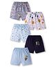 OHMS Single Jersey Knit Above Knee Length Shorts With Vehicle Print Pack of 5 - Multicolour