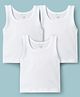 OHMS Single Jersey Knit Sleeveless Solid Colour Vests Pack of 3 - White