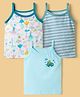 OHMS Single Jersey Knit Sleeveless Striped & Plant Printed Slips Pack of 3 - Multicolor