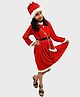 BookMyCostume Velvet Full Sleeves Santa Designed Dress  Costume Set With Goodies Bag - Red & White