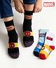 Pine Kids Marvel Non Terry Knit Ankle Length Anti Bacterial Socks With Avengers Graphics Pack of 3 - Black Light Blue & White