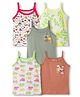 OHMS Single Jersey Knit Sleeveless Slips With Car Floral & Jungle Print Pack of 5 - Multicolor