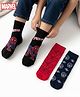 Pine Kids Marvel Non Terry Knit Ankle Length Anti Bacterial Socks With Spider-Man Graphics Pack of 3 - Red & Black