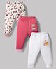 OHMS Single Jersey Knit Full Length Lounge Pants with Sea Life & Animal Print Pack of 3 - White Rose & Grey