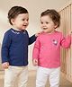 Babyoye 100% Cotton Knit With Eco Jiva Finish Full Sleeves Jhablas with Floral Print Pack of 2 - Pink & Navy Blue