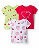 Doodle Poodle 100% Cotton Knit Half Sleeves T-Shirts with Fruit Print Pack of 3 - Red Limegreen & White