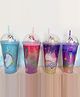 SCHOOLISH 450ML Unicorn Transparent Glitter Sipper Water Bottle Tumbler with Straw for Kids  Pack of 1- Color May Vary