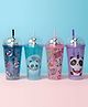 SCHOOLISH a double-wall design filled with glitter liquid, a domed lid with a small panda figurine inside, and a reusable straw 450 ml - PACK OF 1 - COLOR MAY VARY