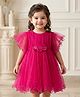 Babyhug Woven Frill Sleeves Party Dress with Corsage - Fuchsia
