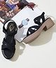 Shoetopia Star Applique Detailed Back Strap Closure Sandals - Black