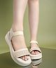 Shoetopia Solid Back Strap Closure Sandals - Cream