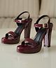 Shoetopia Solid Buckle Closure Heel Sandals - Maroon