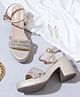 Shoetopia Stones Embellished Buckle Closure Heel Sandals - Golden