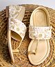 Shoetopia Pastel Floral Embroidered Sandals - Golden