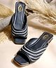 Shoetopia Colour Blocked Braided Designed Slip On Sandals - Black