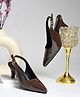 Shoetopia Solid Buckle Closure Heel Sandals - Brown