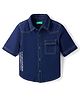 UCB Cotton Denim Woven Half Sleeves Text Printed Cut & Sew Shirt - Navy Blue